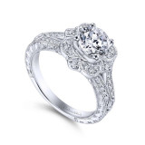 Gabriel & Co. 14k White Gold Victorian Halo Engagement Ring - ER11963W44JJ photo 3
