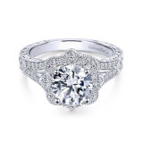 Gabriel & Co. 14k White Gold Victorian Halo Engagement Ring - ER11963W44JJ photo