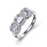 Lafonn Three-Stone Halo Engagement Ring - R0400CLP05 photo