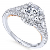 Gabriel & Co. 14k Two Tone Gold Blush Halo Engagement Ring - ER12834R3T44JJ photo 3