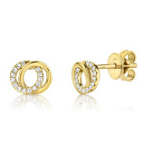 Shy Creation 14k Yellow Gold Diamond Love Knot Circle Earrings - SC55009822 photo