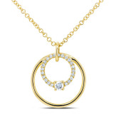 Shy Creation 14k Yellow Gold Diamond Circle Necklace - SC55009040 photo