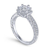 Gabriel & Co. 14k White Gold Art Deco Straight Engagement Ring - ER14498R4W44JJ photo 3