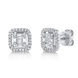 Shy Creation 14k White Gold Diamond Baguette Stud Earrings - SC55010017 photo