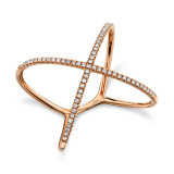 Shy Creation 14k Rose Gold Diamond Womens "X" Ring - SC22003514 photo