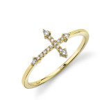 Shy Creation 14k Yellow Gold Diamond Cross Ring - SC55008655 photo
