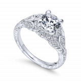 Gabriel & Co. 14k White Gold Victorian Vintage Engagement Ring - ER12579R4W44JJ photo 3