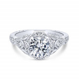 Gabriel & Co. 14k White Gold Victorian Vintage Engagement Ring - ER12579R4W44JJ photo