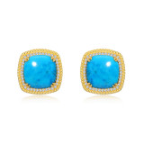Lafonn Gold Blue Halo Earrings - E0521TQG00 photo