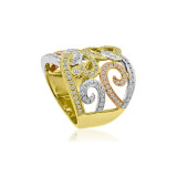 Roman & Jules Three Tone 14k Gold Diamond Ring - KR1810YWP photo 2