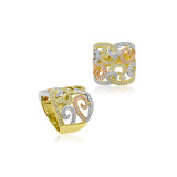 Roman & Jules Three Tone 14k Gold Diamond Ring - KR1810YWP photo 3