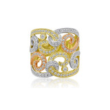 Roman & Jules Three Tone 14k Gold Diamond Ring - KR1810YWP photo