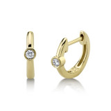 Shy Creation 14k Yellow Gold Diamond Bezel Huggie Earrings - SC22007666 photo