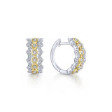 Gabriel & Co. 14k Two Tone Kaslique Diamond Huggie Earrings - EG13491M45JJ photo