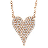 Shy Creation 14k Rose Gold Diamond Pave Heart Necklace - SC55002006 photo