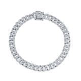 Shy Creation 14k White Gold Diamond Pave Link Bracelet - SC55005671V2 photo