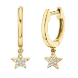Shy Creation 14k Yellow Gold Diamond Star Huggie Earrings - SC22004812V2 photo