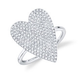 Shy Creation 14k White Gold Diamond Pave Heart Womens Ring - SC55009104 photo