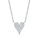 Shy Creation 14k White Gold Diamond Pave Heart Necklace - SC55006925 photo