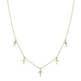 Shy Creation 14k Yellow Gold Diamond Cross Necklace - SC55020244 photo