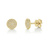 Shy Creation 14k Yellow Gold Diamond Pave Stud Earrings - SC55002270 photo