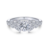 Gabriel & Co. 14k White Gold Victorian Split Shank Engagement Ring - ER14662R2W44JJ photo