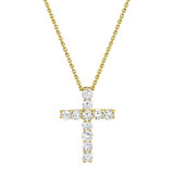 Shy Creation 14k Yellow Gold Diamond Cross Necklace - SC37215658 photo