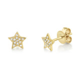 Shy Creation 14k Yellow Gold Diamond Star Stud Earrings - SC55001267 photo