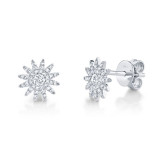 Shy Creation 14k White Gold Diamond Starburst Stud Earrings - SC55004892 photo