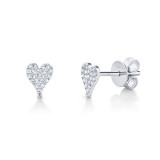 Shy Creation 14k White Gold Diamond Pave Heart Stud Earrings - SC55006717 photo