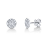 Shy Creation 14k White Gold Diamond Pave Stud Earrings - SC55002269 photo