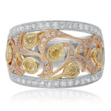 Roman & Jules Three Tone 18k Gold Diamond Ring - 1158-1 photo