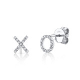 Shy Creation 14k White Gold Diamond "Xo" Stud Earrings - SC55001319 photo