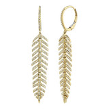 Shy Creation 14k Yellow Gold Diamond Feather Earrings - SC55004558V2 photo