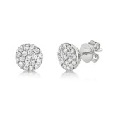 Shy Creation 14k White Gold Diamond Pave Circle Stud Earrings - SC22004733 photo