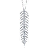 Shy Creation 14k White Gold Diamond Feather Necklace - SC55006044 photo