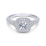 Gabriel & Co. 14k White Gold Contemporary Double Halo Engagement Ring - ER11876R0W44JJ photo