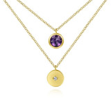 Gabriel & Co. 14k Yellow Gold Color Solitaire Gemstone & Diamond Necklace - NK5965Y45AM photo