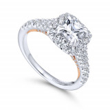 Gabriel & Co. 14k Two Tone Gold Blush Halo Engagement Ring - ER12835C4T44JJ photo 3