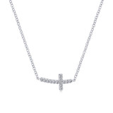 Gabriel & Co. 14k White Gold Faith Diamond Religious Cross Necklace - NK4345W45JJ photo