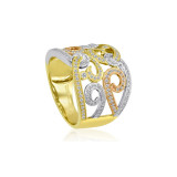 Roman & Jules Three Tone 14k Gold Diamond Ring - KR2503YWR photo 2