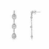 Roman & Jules 18k White Gold Triple Drop Pearl & Diamond Earrings - ke1554wprl-18k photo
