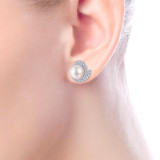 Gabriel & Co. 14k White Gold Grace Pearl & Diamond Stud Earrings - EG13669W45PL photo 2