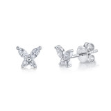 Shy Creation 14k White Gold Diamond Butterfly Stud Earrings - SC55019417 photo
