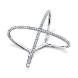 Shy Creation 14k White Gold Diamond Womens "X" Ring - SC22003512 photo