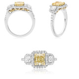 Roman & Jules Two Tone 18k Gold 3 Stone Diamond Engagement Ring - KR1106WY-18K photo