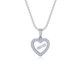 Lafonn Platinum Mom Heart Necklace - P0269CLP20 photo