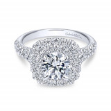 Gabriel & Co. 14k White Gold Contemporary Double Halo Engagement Ring - ER10754W44JJ photo