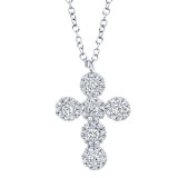 Shy Creation 14k White Gold Diamond Cross Necklace - SC55002817 photo