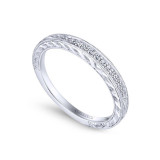 Gabriel & Co. 14k White Gold Victorian Diamond Wedding Band - WB13848R4W44JJ photo 3